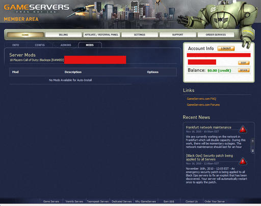 Call of Duty: Black Ops - Настройка рангового сервера Call of Duty: Black Ops